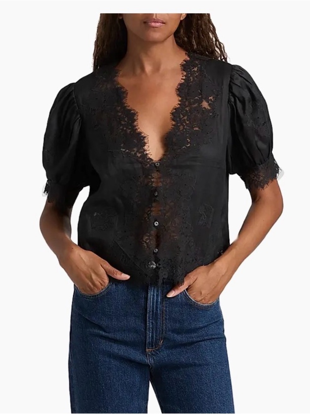 Anthropologie Maison D’Amelie Doen Idella Puff Lace Top NWT size XS